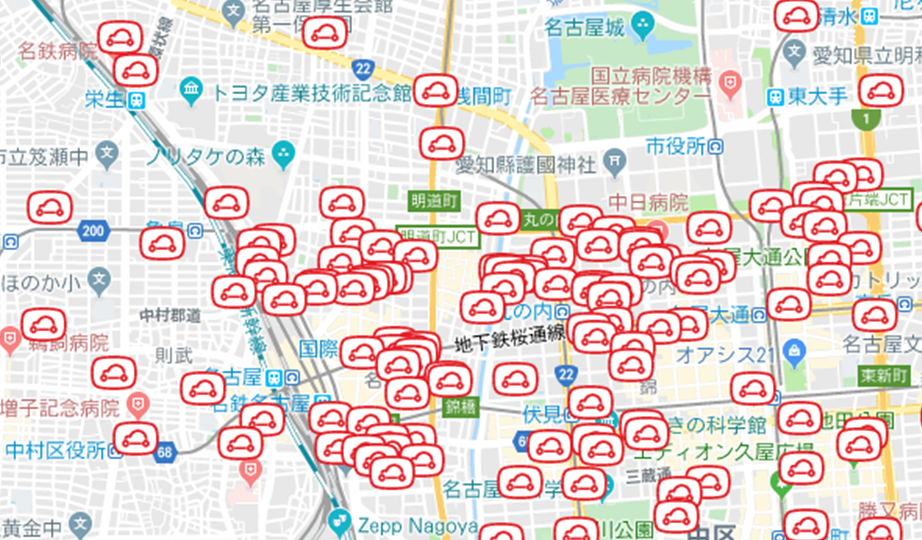 2019年現在の名駅、栄周辺のステーション図